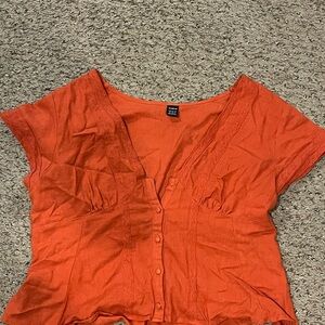Women's Orange Button-Up Top